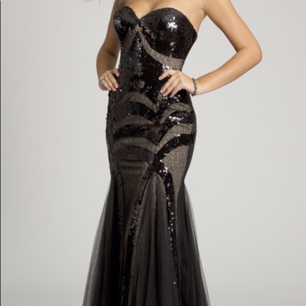 Jovani Strapless Sequin Lace Mermaid Gown